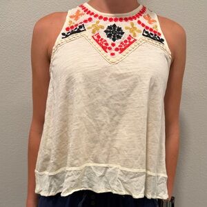 Taylor & Sage Cream Embroidered Tank Top